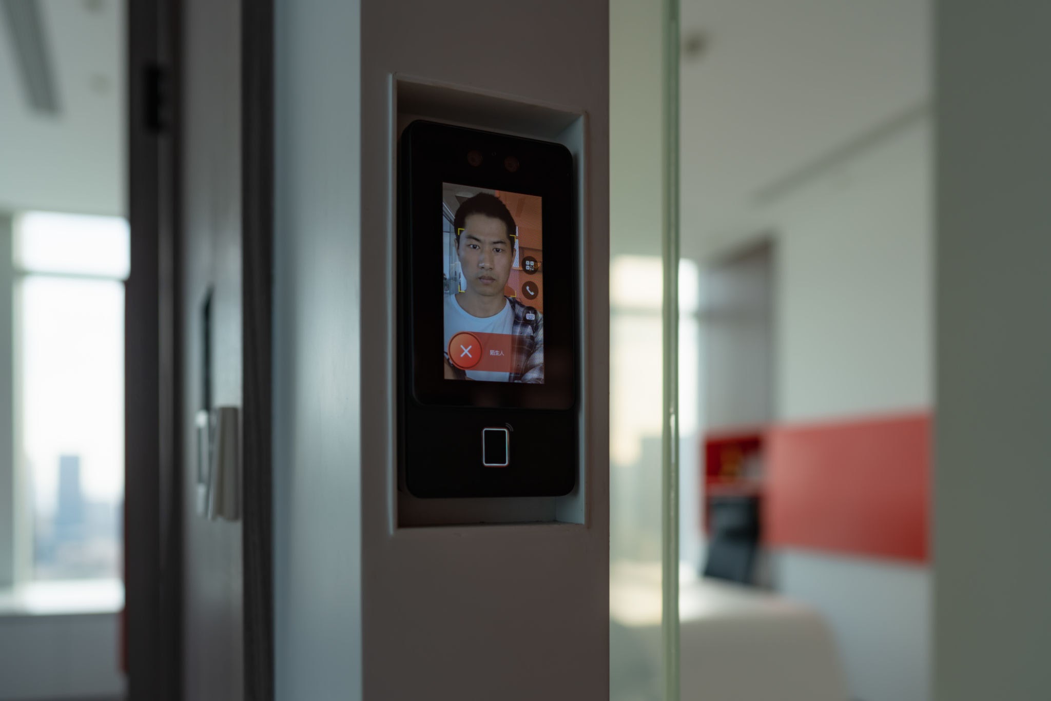 Premium Face Recognition Verification Terminal Hardware at Office Entrance Door Gate